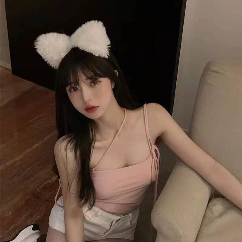 Jiashucheng Áo Hai Dây Cột Dây Dáng Ngắn Màu Trơn Phong Cách Phương Tây Thời Trang Mùa Hè Mới Cho Nữ