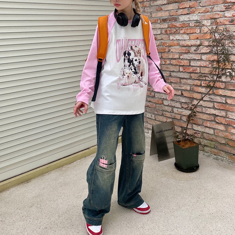 Jiashucheng Quần Jean Ống Rộng Thẳng Đáy Hình Quả Lê Độc Đáo Thời Trang Mùa Thu Đường Phố Mới Cho Nữ