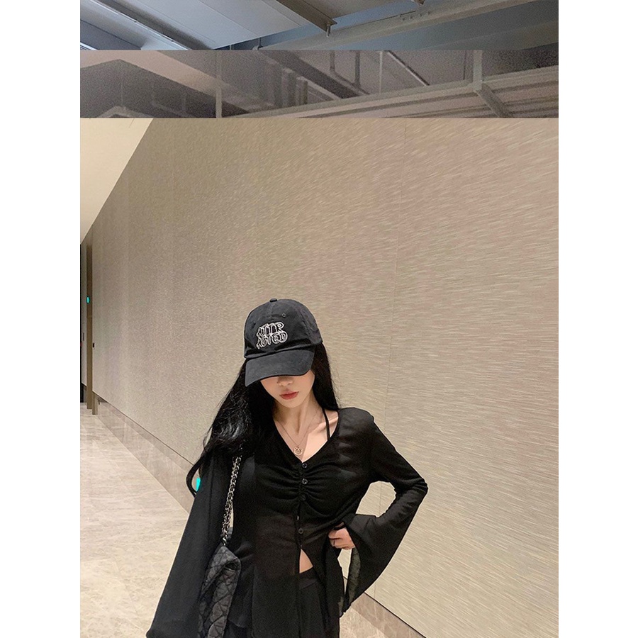 Jiashucheng Áo Khoác Cardigan Chống Nắng Tay Dài Loe Cổ Chữ V Thiết Kế Mỏng Thời Trang Mùa Hè 2023 Phong Cách Mới Dành Cho Bạn Nữ