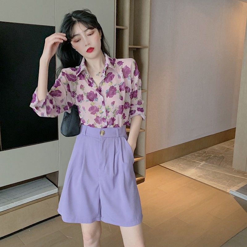 Jiashucheng Áo Sơ Mi Voan Hoa Mỏng Dáng Rộng Thời Trang Retro Hàn Quốc Cho Nữ