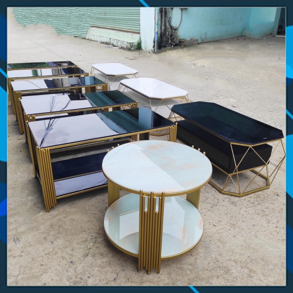 [siêu sale] -  Bàn trà hình chữ nhật, bàn sofa hai Mặt Kính cường lực chống va đập Chống xây sát - Khung sắt sơn tĩnh đi | BigBuy360 - bigbuy360.vn