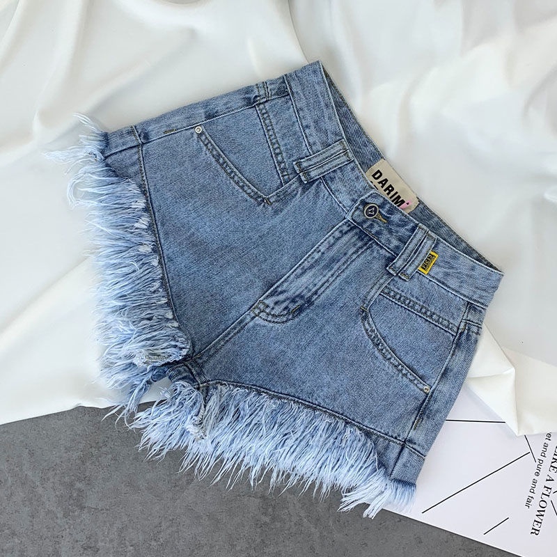 Jiashucheng Quần Short Denim Lưng Cao Dáng Ôm Thời Trang Mùa Hè Mới Cho Nữ