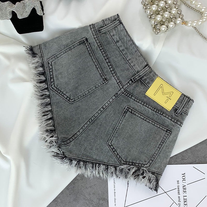 Jiashucheng Quần Short Denim Lưng Cao Dáng Ôm Thời Trang Mùa Hè Mới Cho Nữ