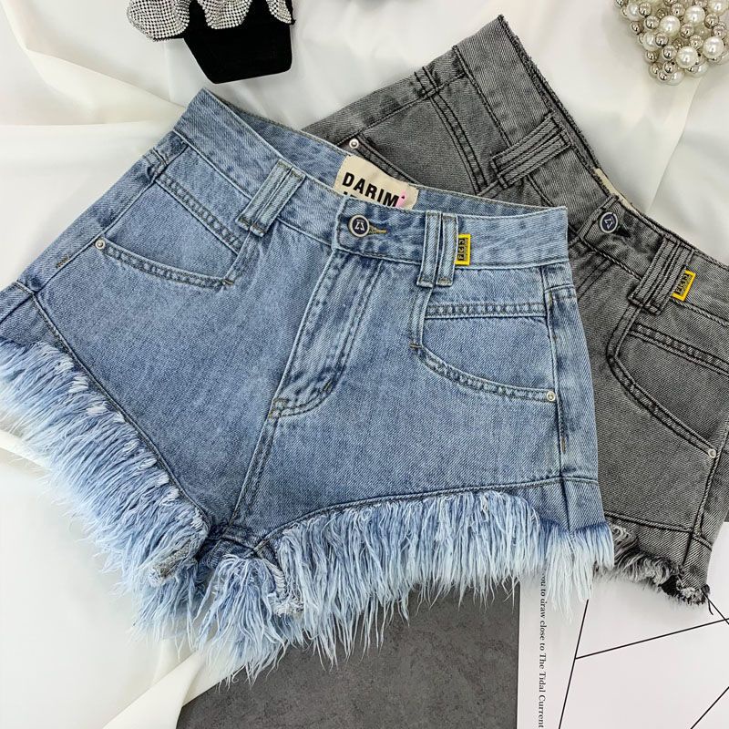 Jiashucheng Quần Short Denim Lưng Cao Dáng Ôm Thời Trang Mùa Hè Mới Cho Nữ
