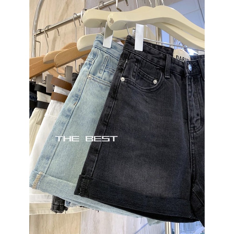 Jiashucheng Quần Short Denim Dáng Chữ A Lưng Cao Phối Túi Màu Tương Phản Phong Cách Châu Âu Thời Trang Mùa Hè Mới