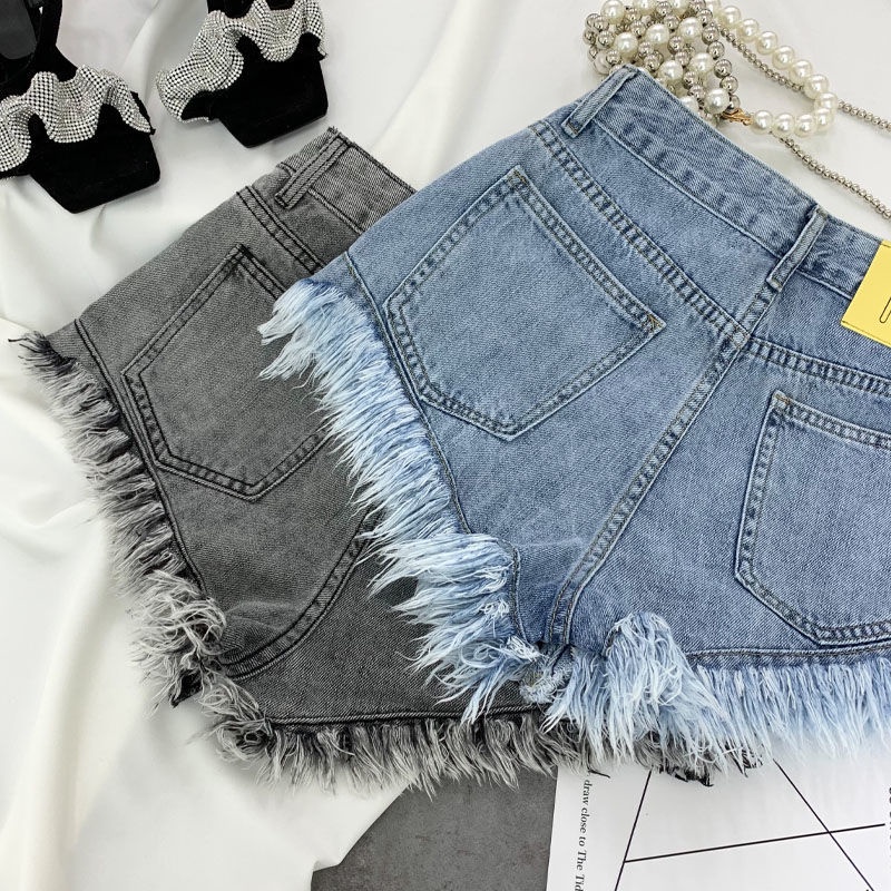 Jiashucheng Quần Short Denim Lưng Cao Dáng Ôm Thời Trang Mùa Hè Mới Cho Nữ