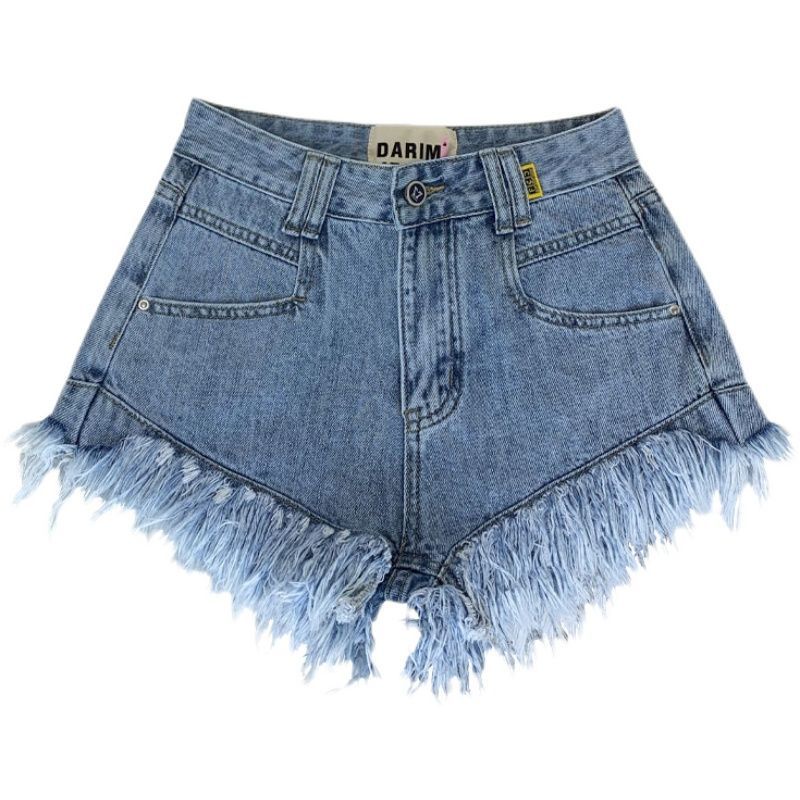 Jiashucheng Quần Short Denim Lưng Cao Dáng Ôm Thời Trang Mùa Hè Mới Cho Nữ