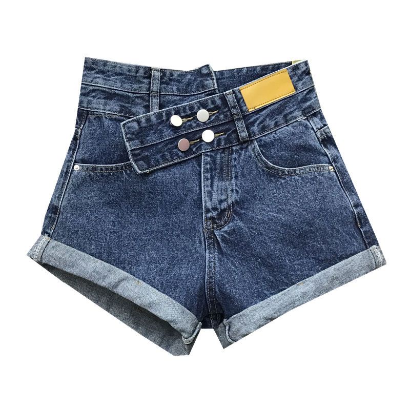 Jiashucheng Quần Short Denim Chữ A Lưng Cao Hai Lớp Phong Cách Mới Mùa Hè Hàn Quốc Dễ Phối Đồ Cho Nữ