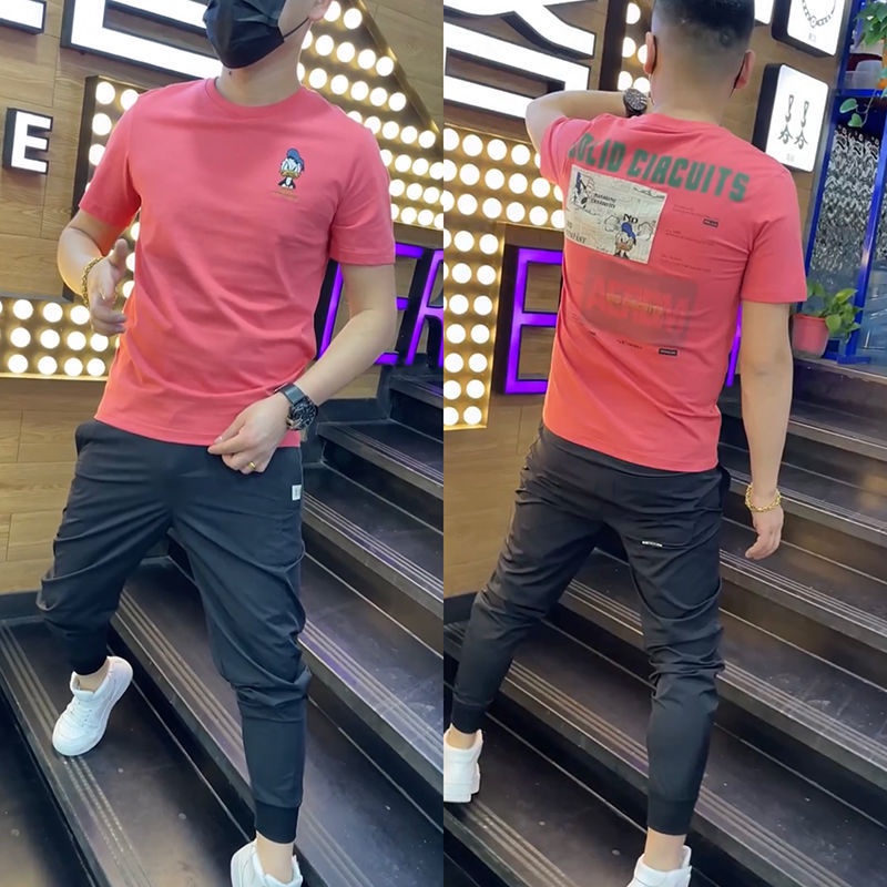 Hàng Có Sẵn! Hàng Có Sẵn!Áo Thun Cotton Tay Ngắn Cổ Tròn In Họa Tiết Hoạt Hình Thời Trang Mùa Hè Cho Nam