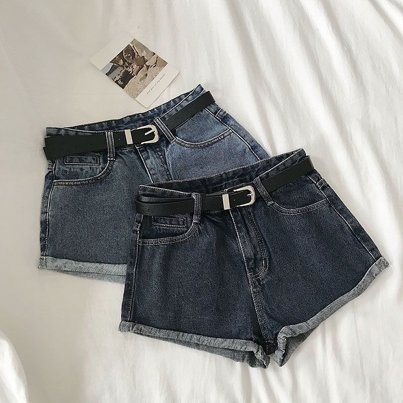 Jiashucheng Quần Short Denim Lưng Cao Ống Rộng Phong Cách Hàn Quốc Thời Trang Mùa Hè Mới Cho Nữ