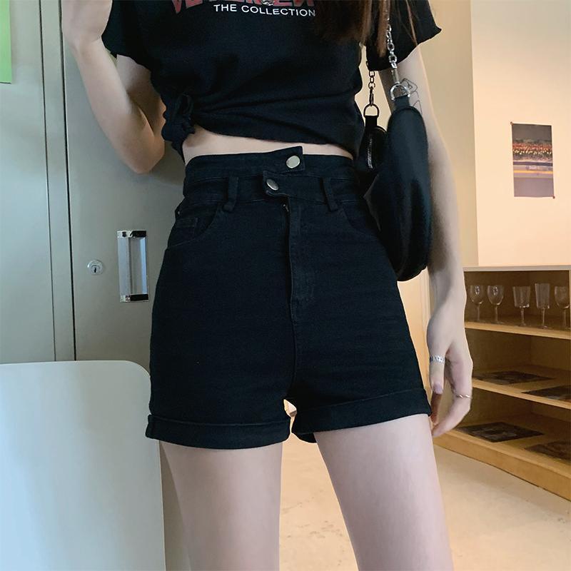 Jiashuchenga Font Quần Short Denim Dáng Chữ a Màu Sắc Tươi Sáng Quyến Rũ Co Giãn Tốt