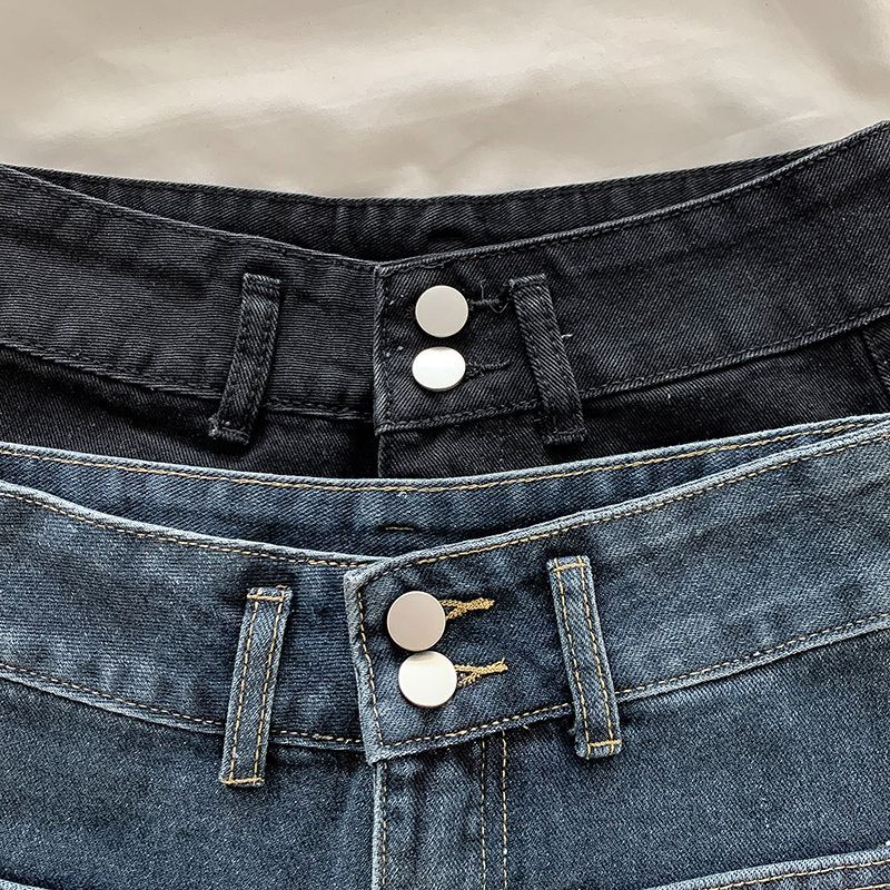 Jiashucheng Chân Váy Denim Ngắn Lưng Cao Dáng Chữ a Rộng Phong Cách Retro Mùa Hè Dễ Phối Đồ Cho Nữ