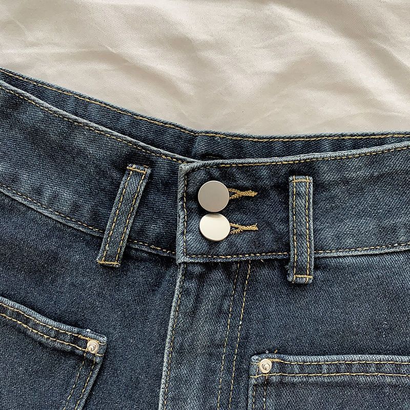 Jiashucheng Chân Váy Denim Ngắn Lưng Cao Dáng Chữ a Rộng Phong Cách Retro Mùa Hè Dễ Phối Đồ Cho Nữ