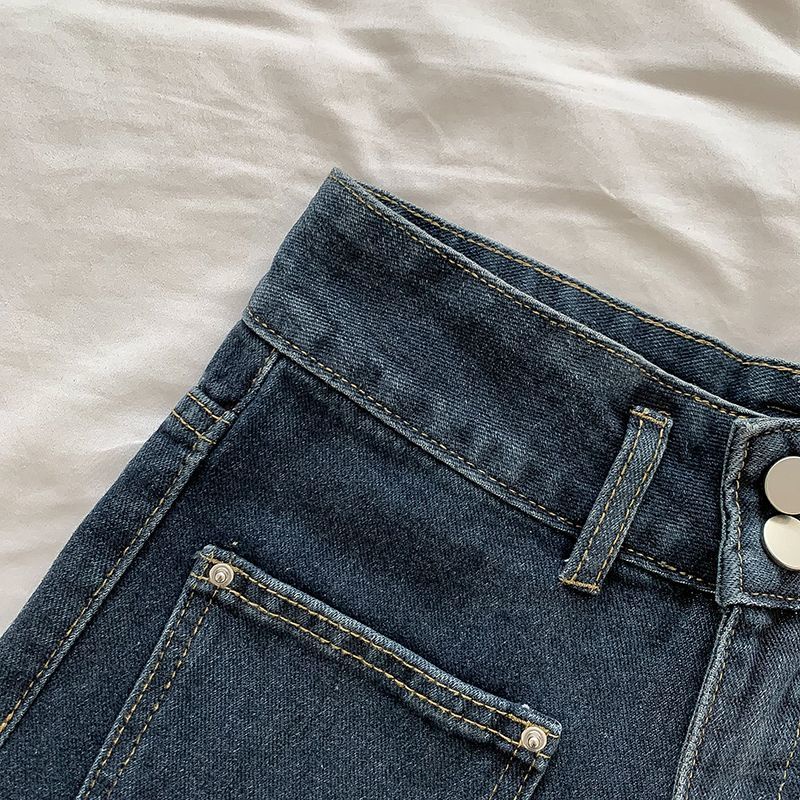 Jiashucheng Chân Váy Denim Ngắn Lưng Cao Dáng Chữ a Rộng Phong Cách Retro Mùa Hè Dễ Phối Đồ Cho Nữ