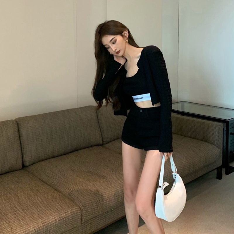 Jiashucheng Quần Short Denim Trắng Lưng Cao Dáng Chữ a Ống Rộng Thời Trang Mùa Hè Mới Cho Nữ