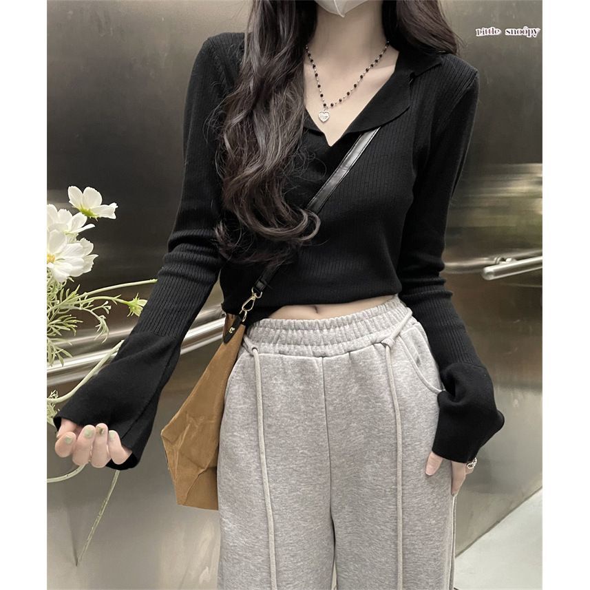 Jiashucheng Áo Sweater Cổ polo Dáng Ôm Sáp Mềm Mại Phong Cách Retro Thu Đông Độc Đáo Cho Nữ