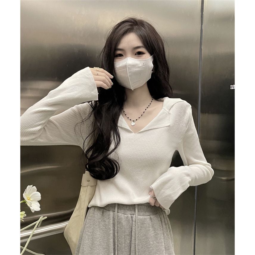 Jiashucheng Áo Sweater Cổ polo Dáng Ôm Sáp Mềm Mại Phong Cách Retro Thu Đông Độc Đáo Cho Nữ