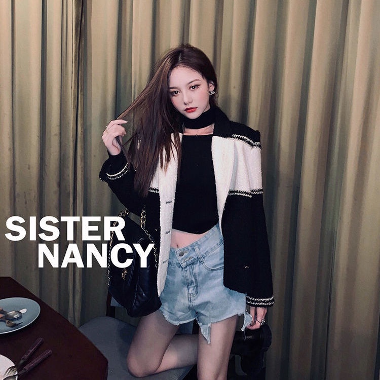 Jiashucheng Áo Thun Tay Dài Hở Vai Dáng Ôm Thời Trang Thu Đông Mới Dành Cho Bạn Nữ