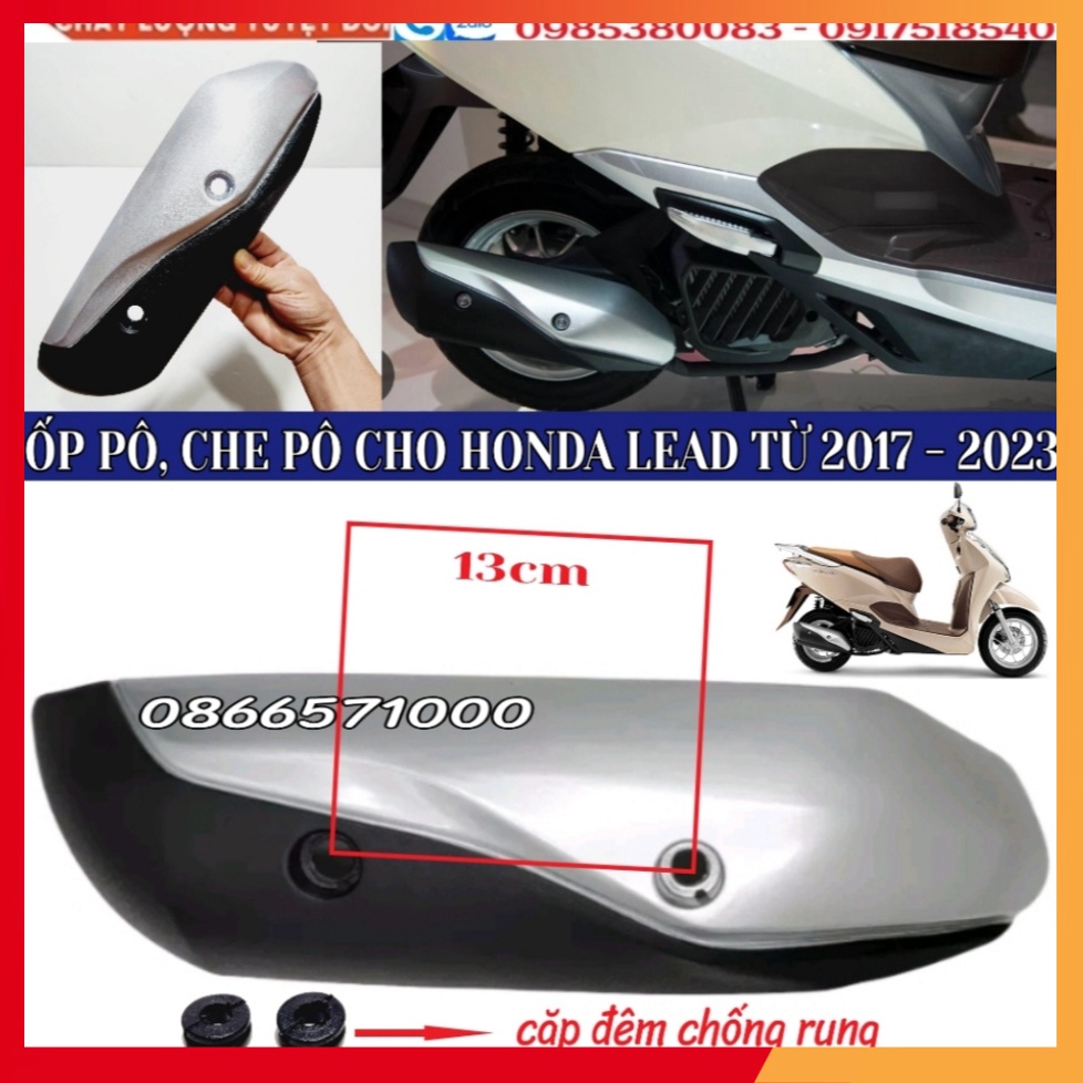 Ốp Pô Nhựa ABS, Cặp Bọc Mũi Dè Trước Sau Inox Trắng Gắn Chuẩn Honda Lead 2017 - 2023, Ảnh Shop Tự Chụp