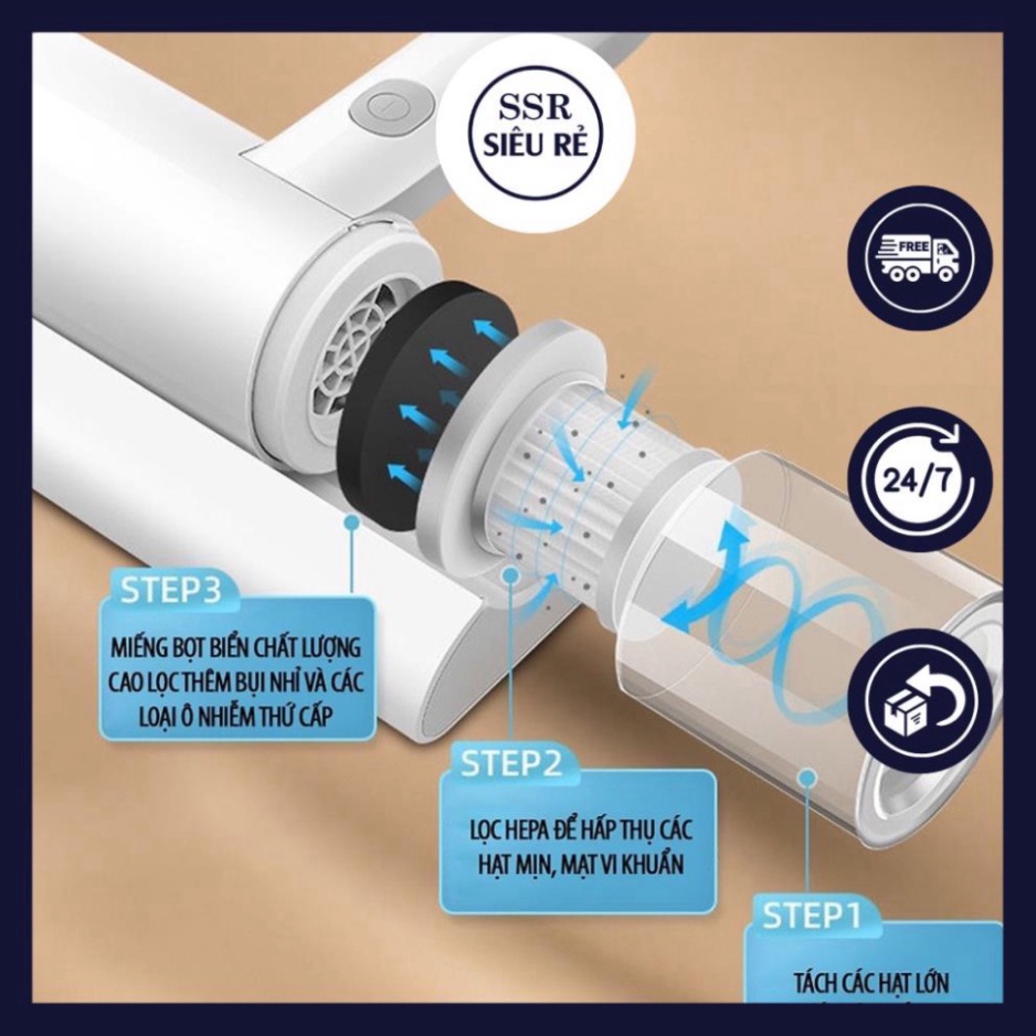 Máy hút bụi giường nệm - máy hút bụi mini không dây sạc pin có tia UV khử khuẩn