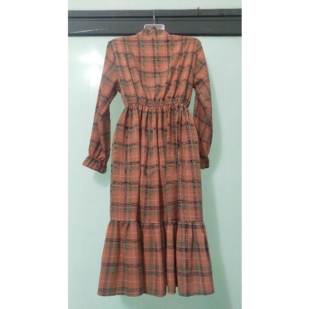 Đầm dài tay sọc cam size S
