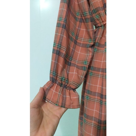 Đầm dài tay sọc cam size S