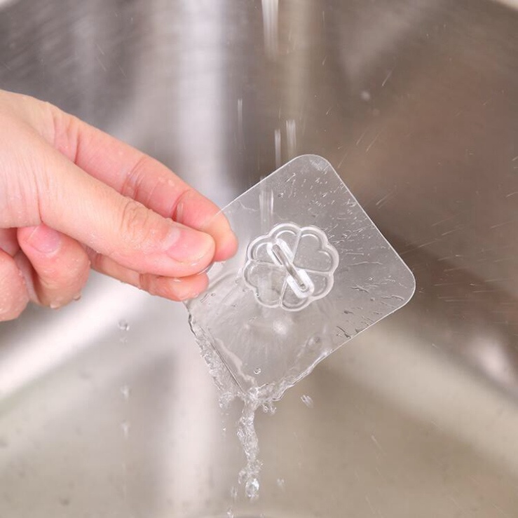 Móc treo đồ dán tường siêu bám dính bền bỉ kiểu dáng trong suốt tiện dụng 6x6cm siêu sale