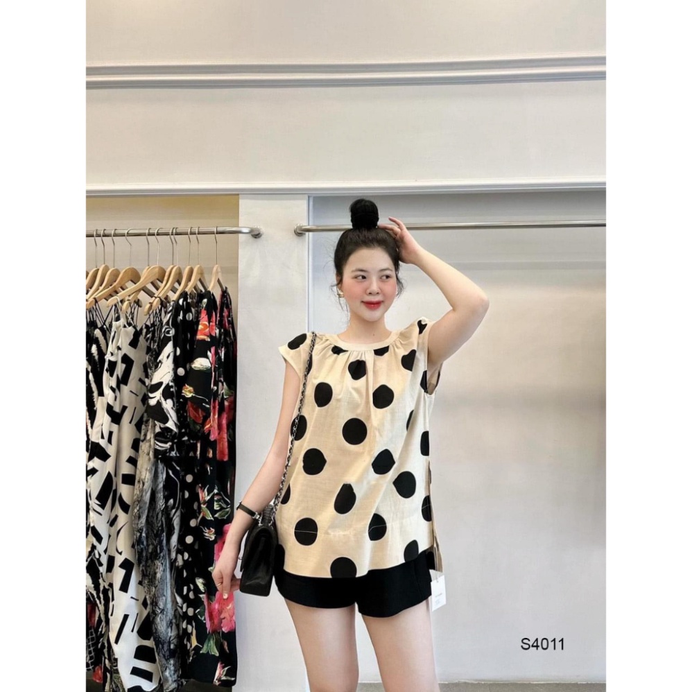 Set Áo Chấm Bi Thiết Kế Tay Hến Mix Quần Đũi Thô Dày Dặn Siêu Hot