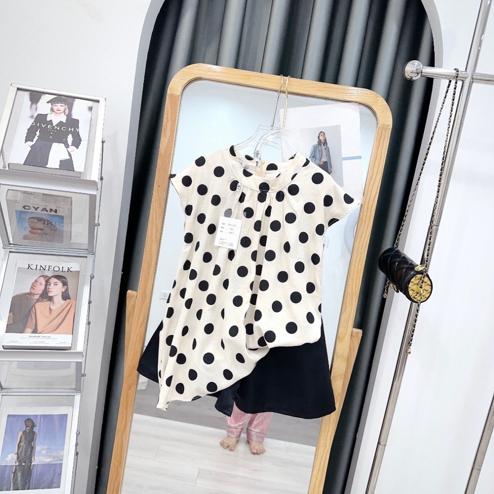 Set Áo Chấm Bi Thiết Kế Tay Hến Mix Quần Đũi Thô Dày Dặn Siêu Hot