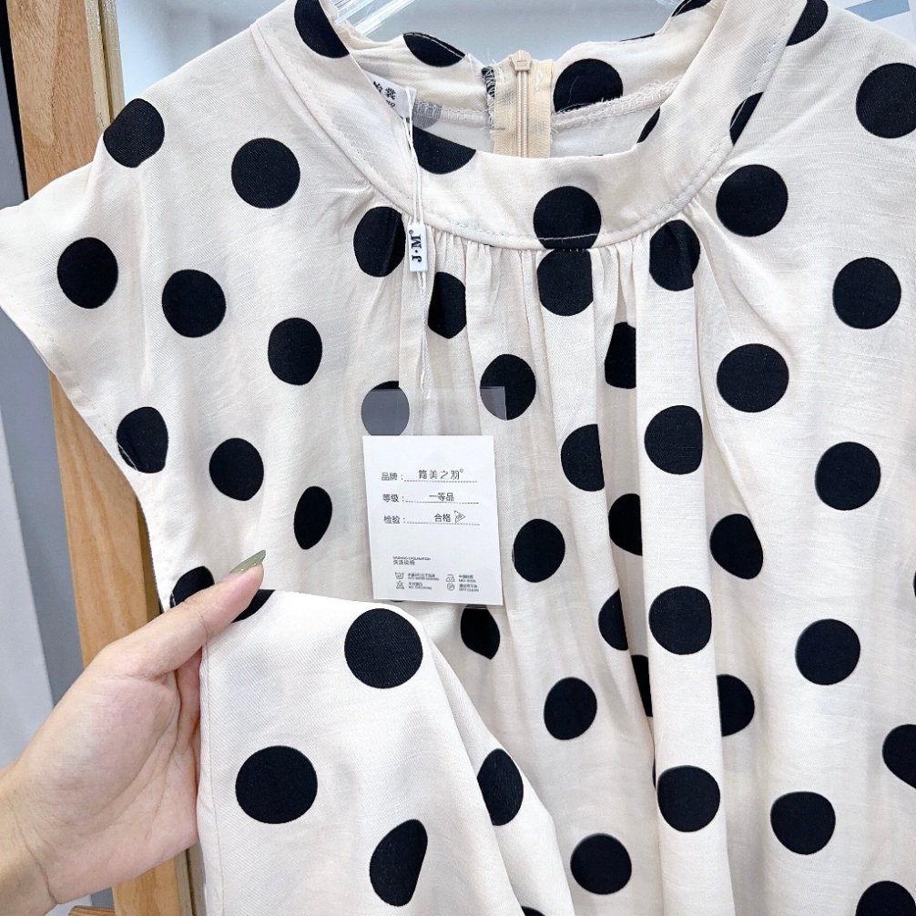 Set Áo Chấm Bi Thiết Kế Tay Hến Mix Quần Đũi Thô Dày Dặn Siêu Hot