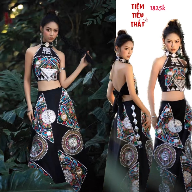 Trang phục miêu cương đen cổ yếm ( sẵn )