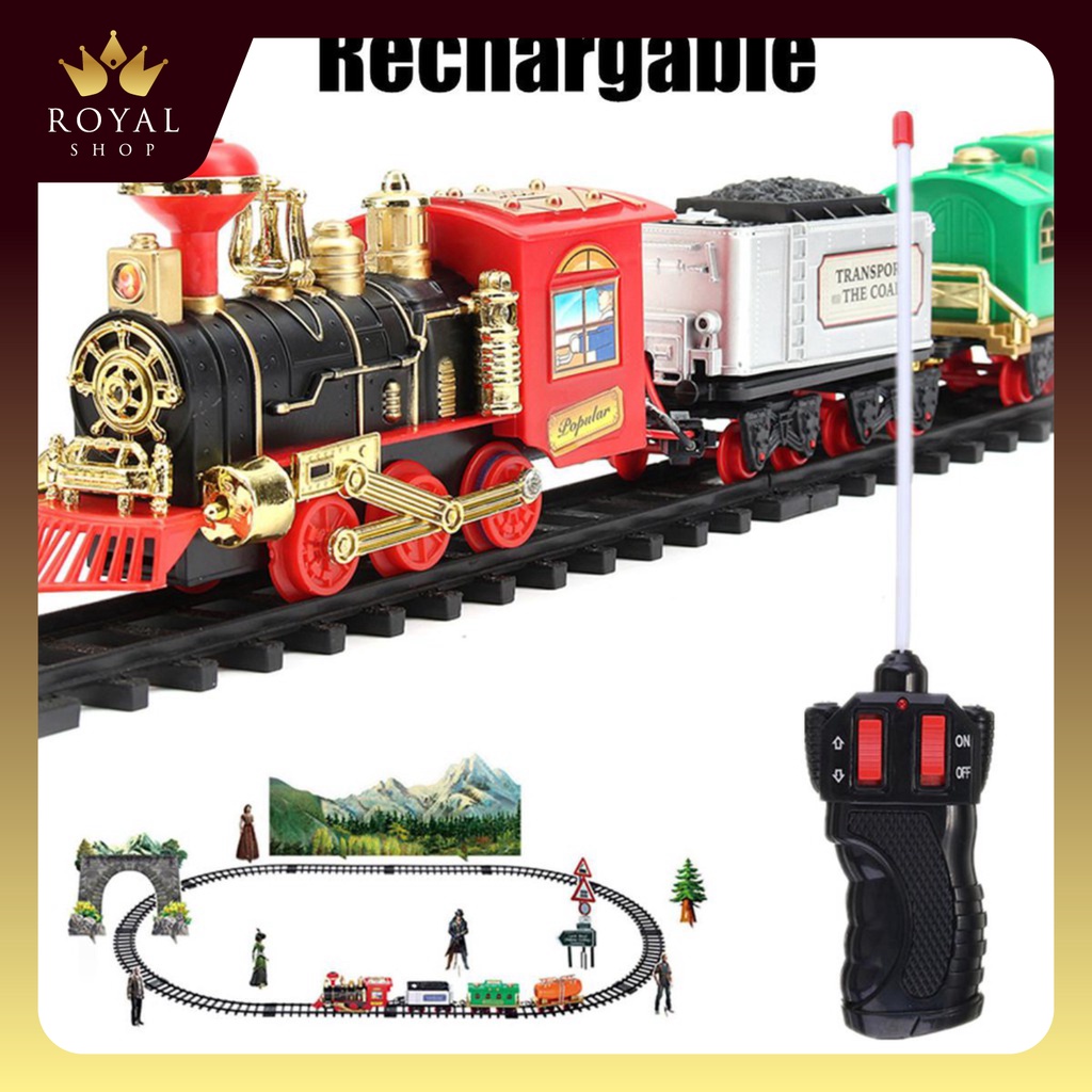 Bộ đồ chơi tàu hỏa Điều khiển từ xa lắp ráp có đường ray chạy bằng pin tiện lợi