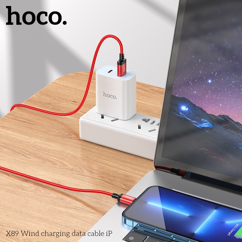 Cáp sạc Hoco X89 sạc nhanh dây dù bện dài 1M cho lP đen chính hãng hocoteckvnn