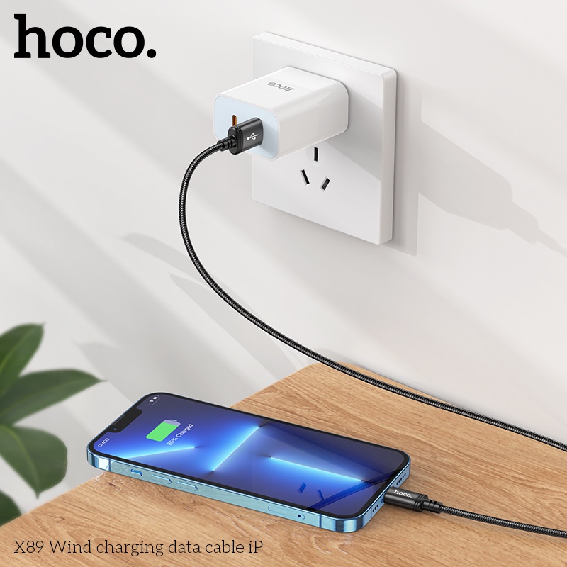 Cáp sạc Hoco X89 sạc nhanh dây dù bện dài 1M cho lP đen chính hãng hocoteckvnn
