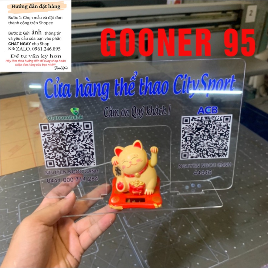 Bảng quét mã QR mèo thần tài vẫy tay, in thông tin theo yêu cầu in mã qr để bàn đựng mèo thần tài vẫ