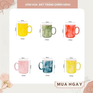 Tách cà phê gốm sứ có nắp, ly sứ men đá Bát Tràng hình trụ, cốc uống nước có quai 350ml quà tặng gốm sứ siêu rẻ