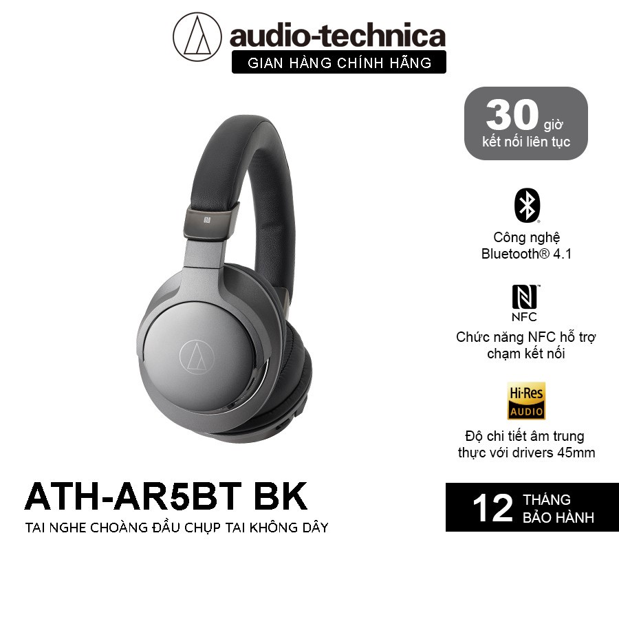 Tai Nghe Bluetooth Chụp Tai Audio Technica ATH-AR5BT Sử Dụng Liên Tục 30H - Hàng Chính Hãng