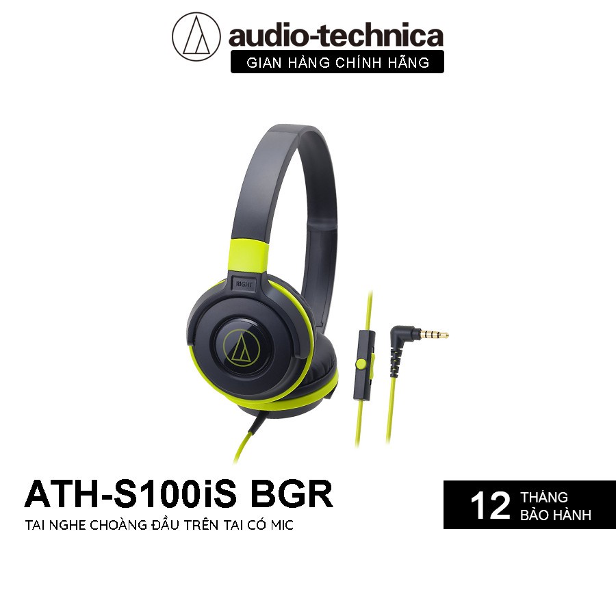 Tai Nghe Chụp Tai On-ear Có Dây Audio Technica ATH-S100iS Xu Hướng Bass- Hàng Chính Hãng
