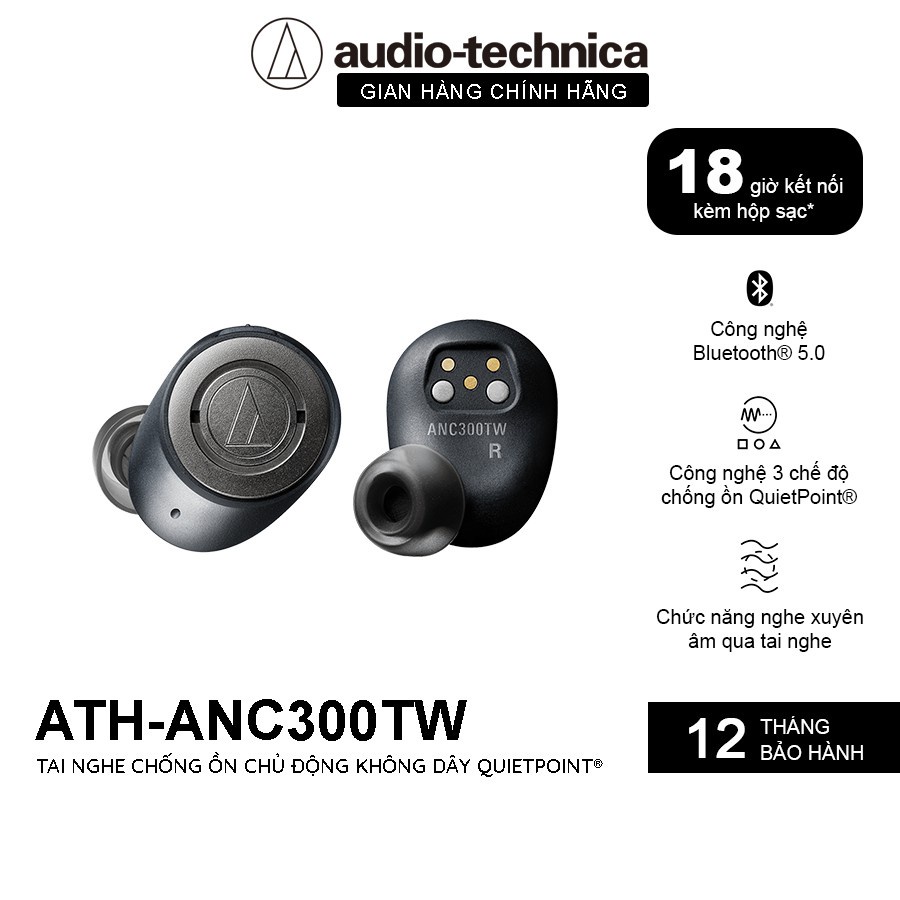 Tai Nghe Không Dây Chống Ồn Chủ Động ANC QuietPoint® Audio-Techncia ATH-ANC300TW - Hàng Chính Hãng