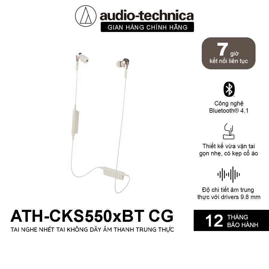 Tai Nghe Bluetooth Nhét Tai inear Audio Technica Solid Bass ATH-CKS550xBT - Hàng Chính Hãng