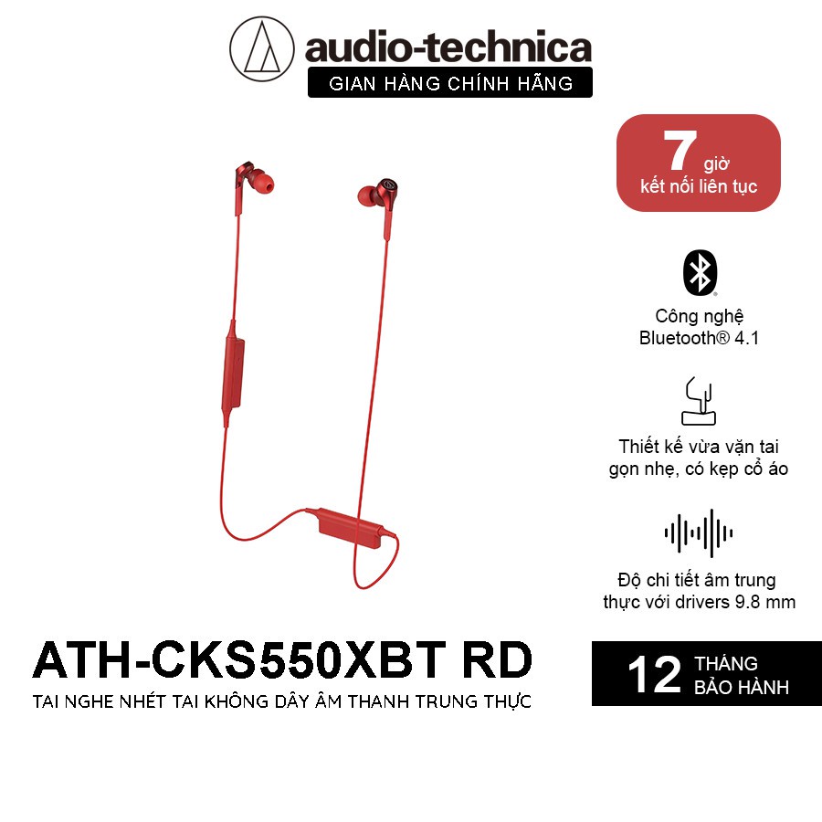 Tai Nghe Bluetooth Nhét Tai inear Audio Technica Solid Bass ATH-CKS550xBT - Hàng Chính Hãng
