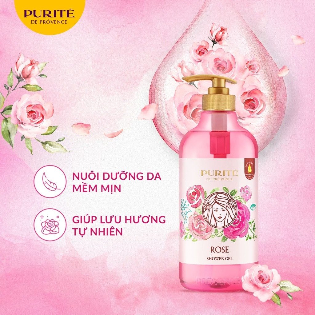 Combo 2 sữa tắm Purité 1.1L hương Hoa Hồng + hương Hoa Anh Đào