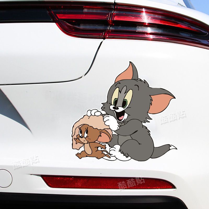 Sticker Hoạt Hình Tom Và Jerry Dán Trang Trí Xe Hơi