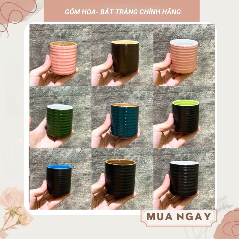 10 Tách trà tống khum 180ml không quai, cốc cà phê, ly cốc uống nước sắc màu, gốm sứ bát tràng