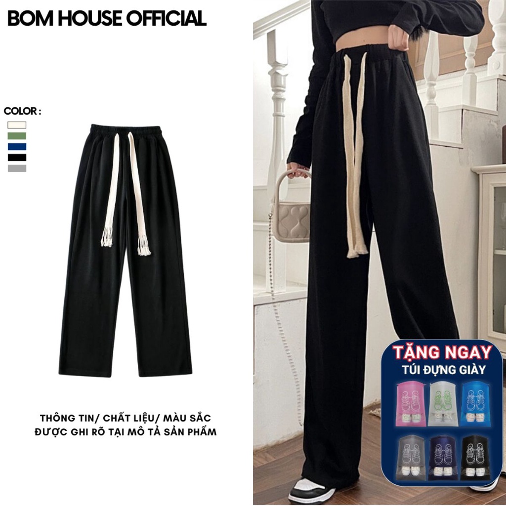 Quần Dài Ống Rộng Nữ Trơn Cạp Cao Basic 6 Màu Ulzzang