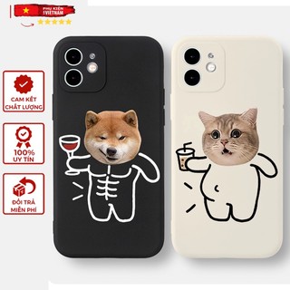 Ốp lưng viền vuông iphone 6/ 7/ 8 PLUS/ X/ XSMAX/ 11/ 12/ 13/ 14 PRO/ PLUS/ MAX MÈO, CHÓ CẦM LY DỄ THƯƠNG