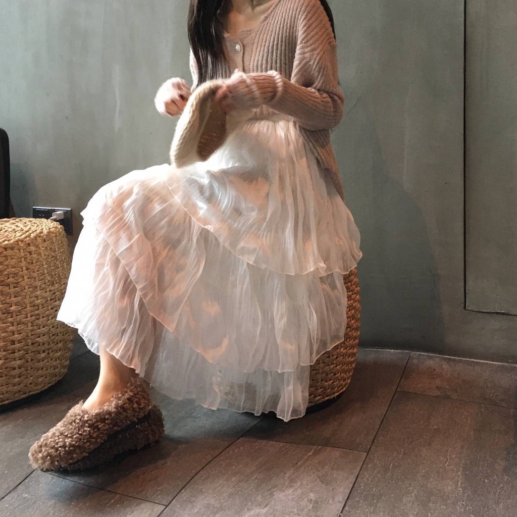 Jiashucheng Chân Váy Voan Tầng Dáng Dài Vừa Thời Trang Xuân Hè 2023 Phong Cách Mới Hàn Quốc Dễ Phối Đồ Cho Nữ