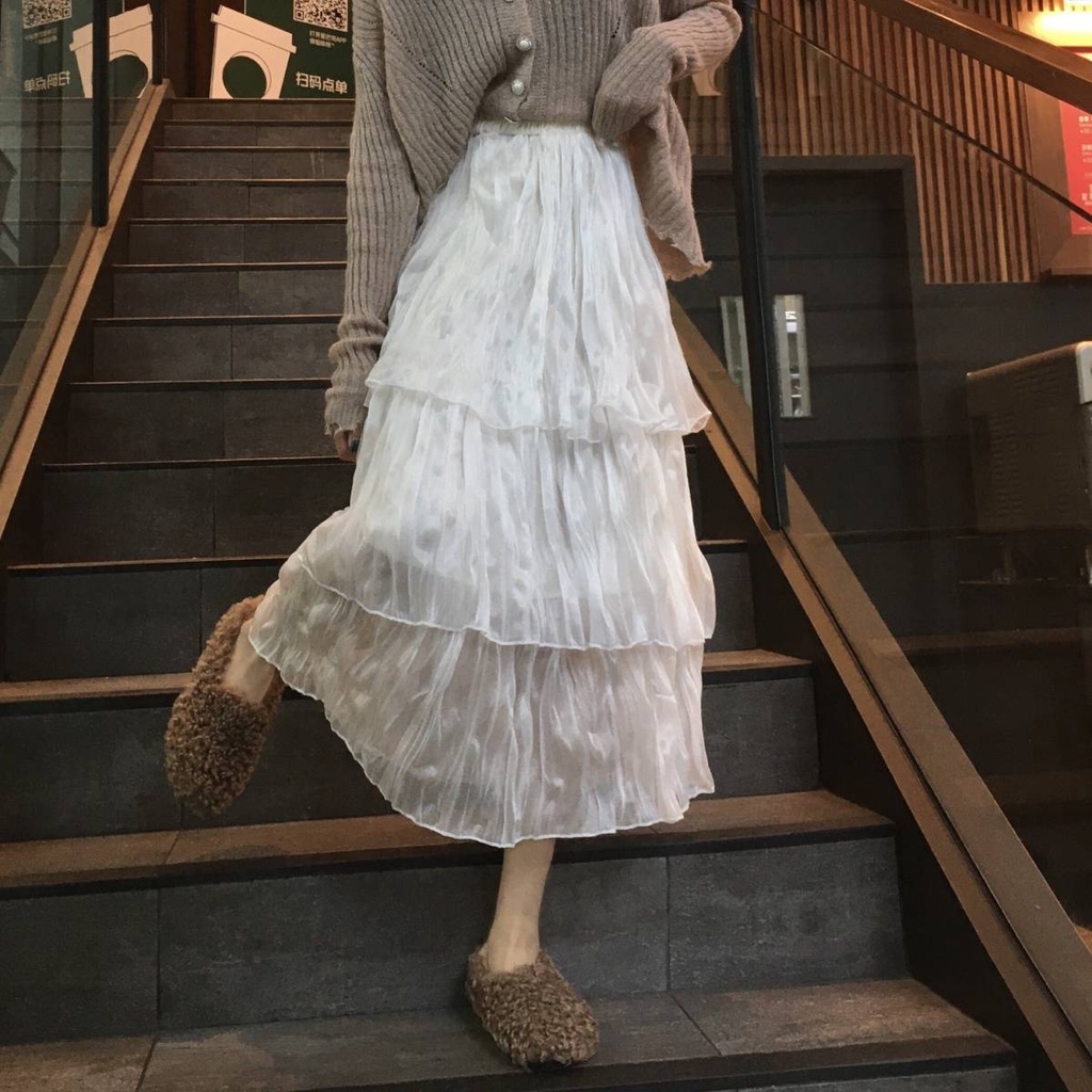 Jiashucheng Chân Váy Voan Tầng Dáng Dài Vừa Thời Trang Xuân Hè 2023 Phong Cách Mới Hàn Quốc Dễ Phối Đồ Cho Nữ