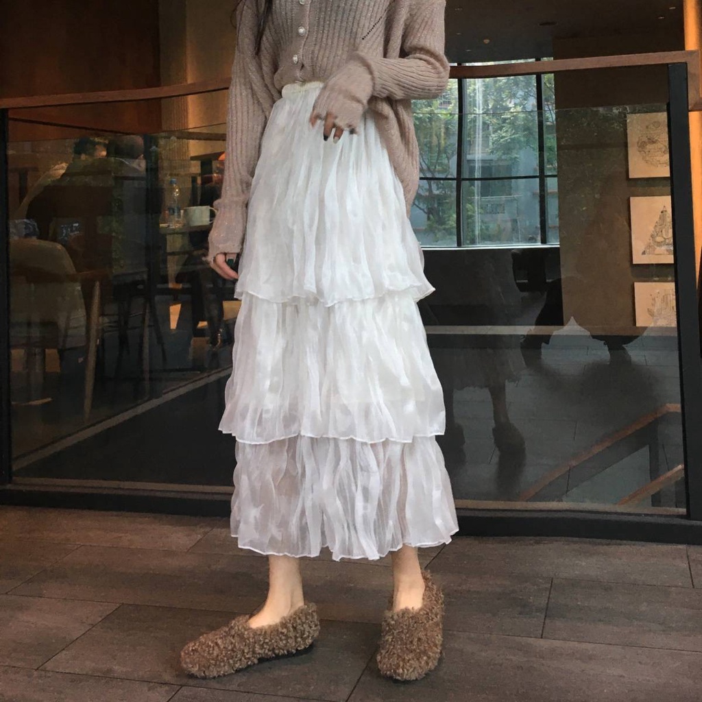 Jiashucheng Chân Váy Voan Tầng Dáng Dài Vừa Thời Trang Xuân Hè 2023 Phong Cách Mới Hàn Quốc Dễ Phối Đồ Cho Nữ