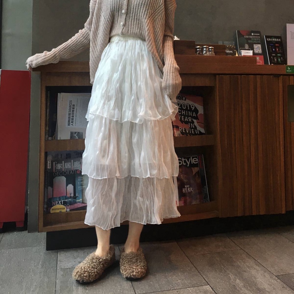 Jiashucheng Chân Váy Voan Tầng Dáng Dài Vừa Thời Trang Xuân Hè 2023 Phong Cách Mới Hàn Quốc Dễ Phối Đồ Cho Nữ